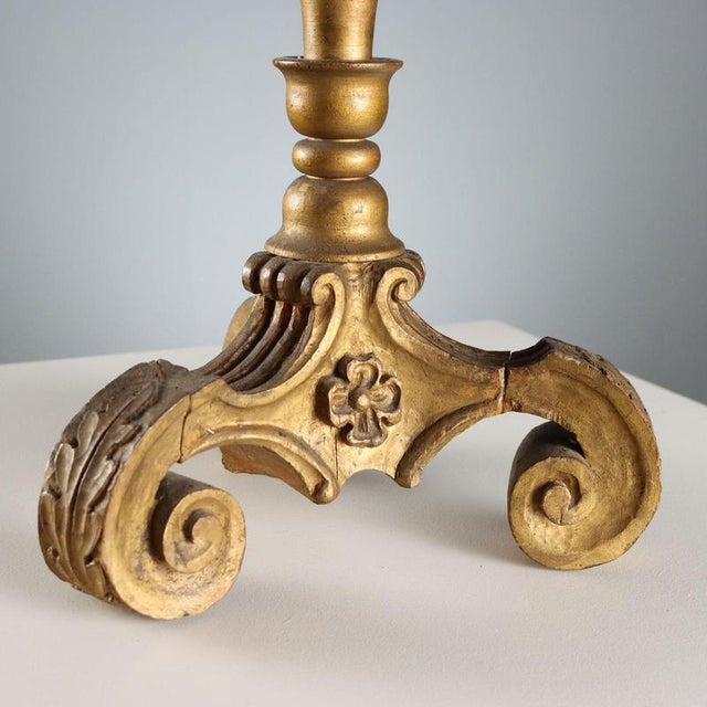 Seven-Branched Gilt Wood Candelabra For Sale - Image 6 of 9