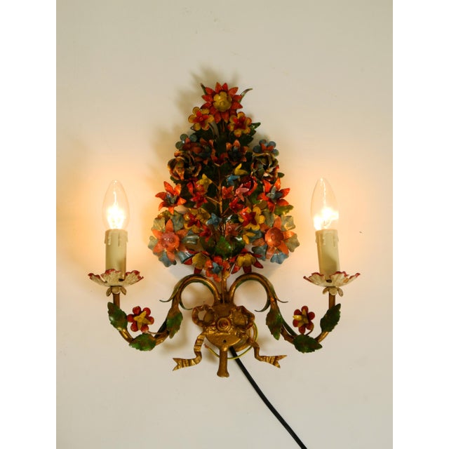 Vintage Hand-Painted and Gilded Metal Wall Lamps by Hans Möller, 1960s, Set of 2 For Sale - Image 7 of 18