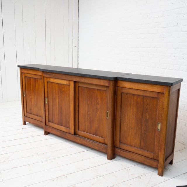 Oak and Bluestone Back Bar, 1930 For Sale - Image 4 of 15
