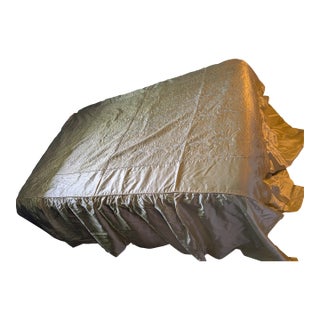 Hollywood Regency Gold Satin Bedspread Full Floral Embroidered For Sale