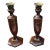 1970s Country Core Pair of Wooden Candleholders and Pink Candles For Sale