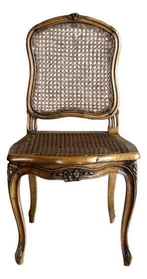 Rare Antique C1800s French Louis XV Style Cane Back Seat Chair by Paine Furniture Company Boston