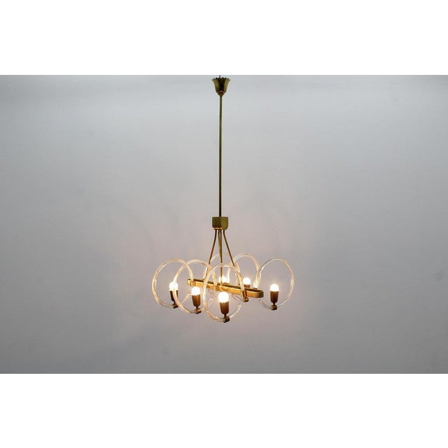 Mid-Century Murano Glass and Brass Chandelier from Barovier & Toso, Italy, 1940s For Sale - Image 18 of 18