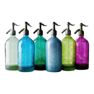 Set of 6 Vintage Argentine Seltzer Bottles | the Agua Collection "Ocean Ed." | 1930s Antique Bottles