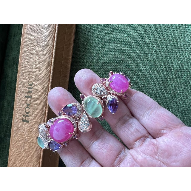 Bochic "Capri" 70 Carats Ruby & Multi Color Gem Bracelet Set 18K Gold & Silver For Sale - Image 9 of 18