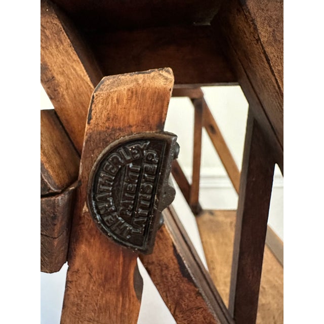 Brown Late 19th Century Hatherley Patent Lattistep Library Ladder For Sale - Image 8 of 8