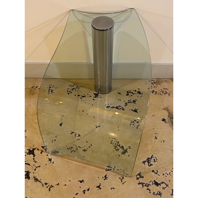 Metal 1980s Exquisite Italian Glass Waterfall Accent Table For Sale - Image 7 of 10