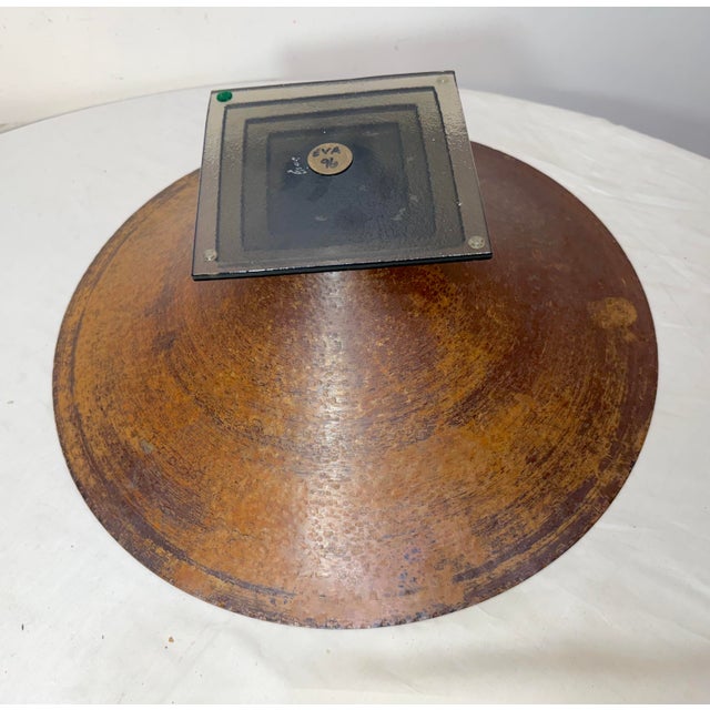 Metal Large Eva 96' Mid Century Modern Hammered Copper Glass Footed Centerpiece Bowl For Sale - Image 7 of 11