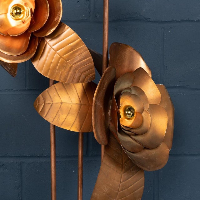Vintage 20th Century Italian Brass Floral Floor Lamp, 1970s For Sale - Image 9 of 18