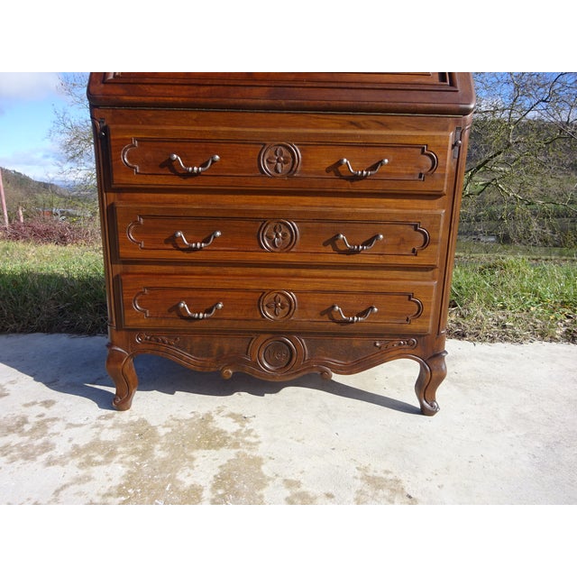 Louis XV Display Cabinet with Secretary and Drawers in Walnut, 1960s For Sale - Image 9 of 18
