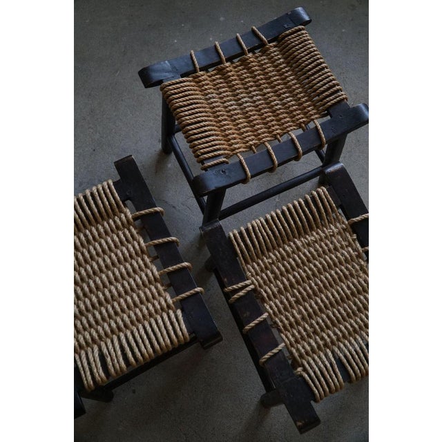 Gold Mid-Century Modern Stool in Wood & Rope by Anne Lise Aas, Norway, 1960s For Sale - Image 8 of 18