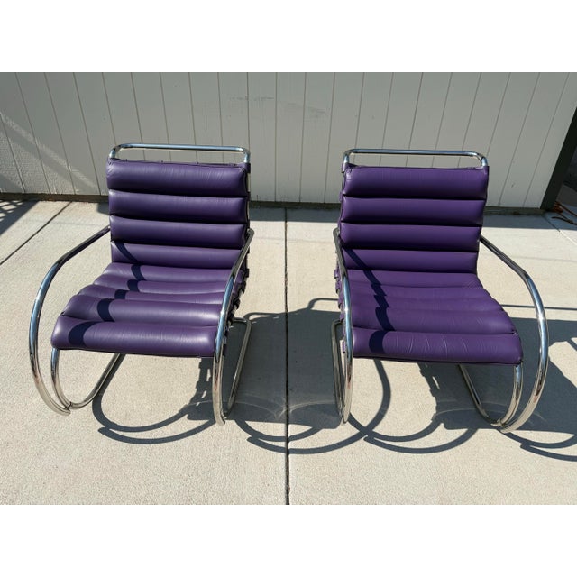 Purple Vintage.Knoll Mr Lounge Chairs- Mies Van Der Rohe. Selling as a Pair! For Sale - Image 8 of 9