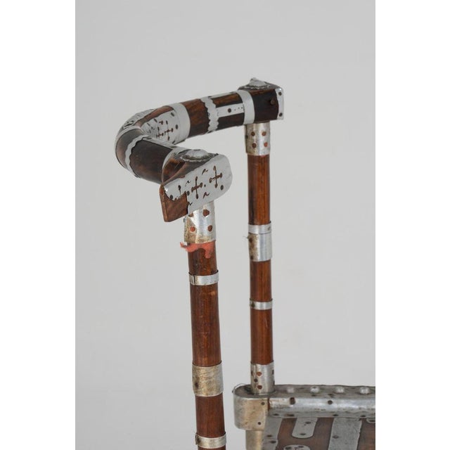 20th Century Chair with Hammered Metal Decoration For Sale - Image 10 of 12