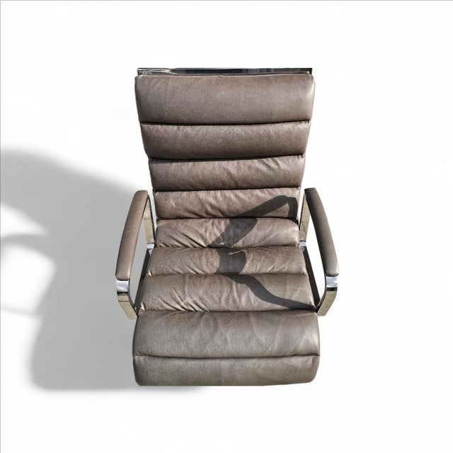 Mint condition!! Adjustable height. Restoration Hardware Rh Italian Berkshire Charcoal Gray Office Oviedo Leather Desk...