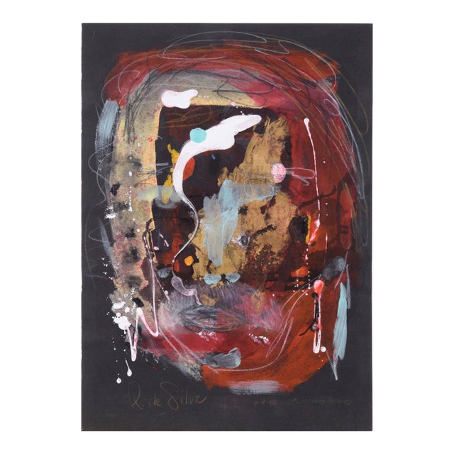Abstract Expressionist Portrait in Acrylic on Paper by Ricardo De Silva For Sale