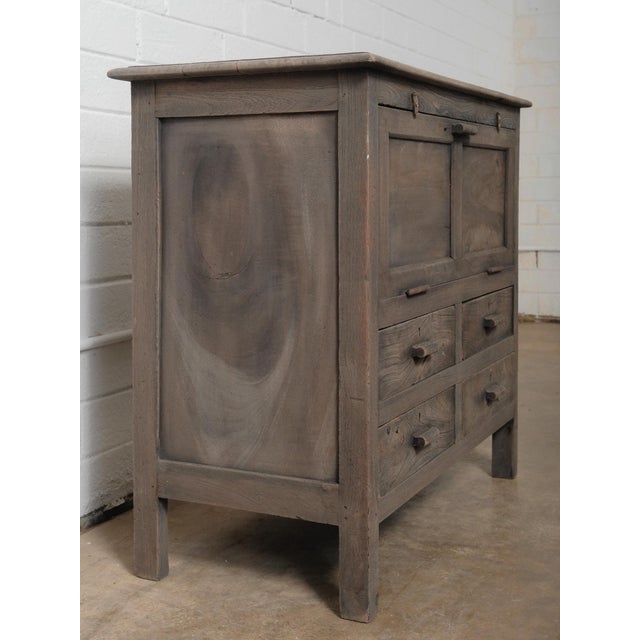 Late 20th Century Late 20th Century Wooden Rustic Farmhouse Dresser With Hinged Storage For Sale - Image 5 of 5