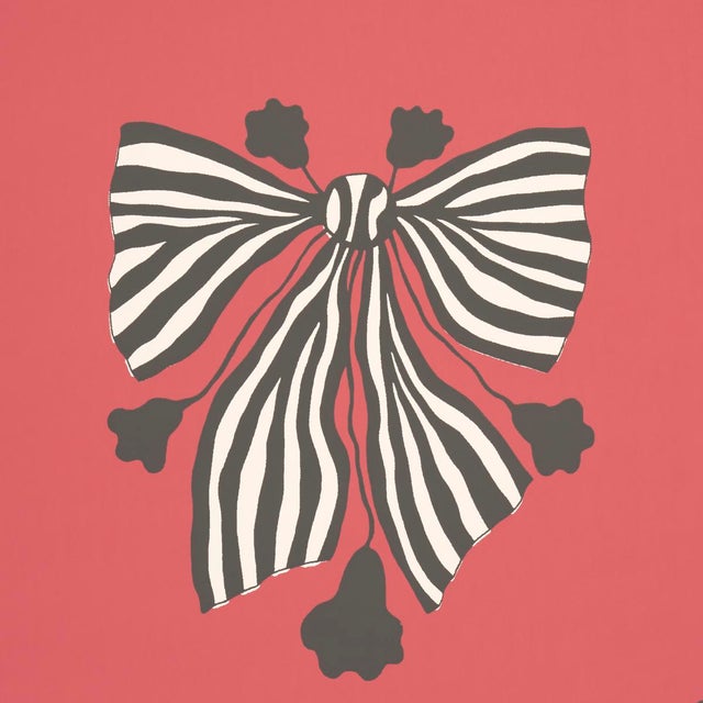 Contemporary SAMPLE - Schumacher x Marian Mcevoy Bow-Wow-Wow Wallpaper In Red For Sale - Image 3 of 4