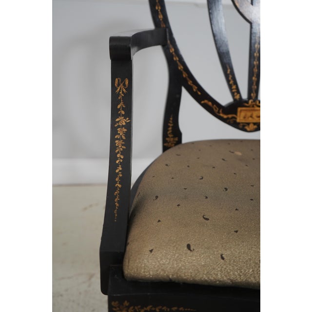 Lousa Braga Paint Decorated Shield Back Armchairs For Sale - Image 16 of 18