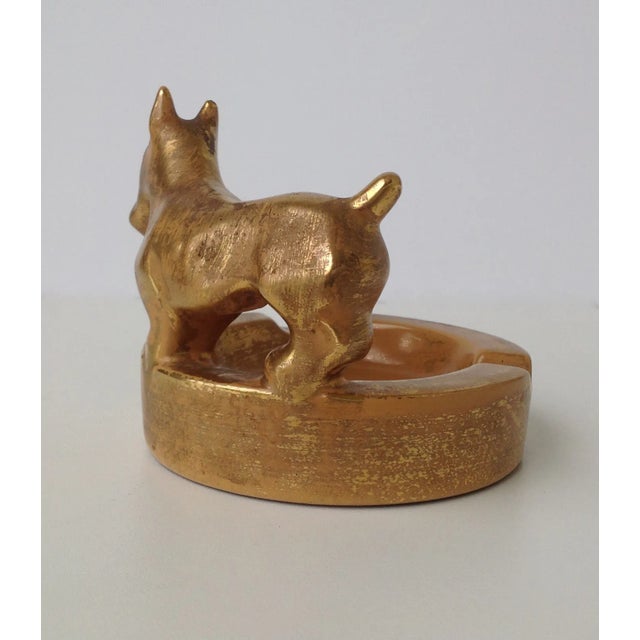 Gold C.1960's Mid-Century Original Stangl Vintage Scottie Dog Gilt Strie Ashtray, Catchall Dish For Sale - Image 8 of 11