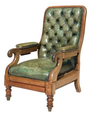 Chesterfield Mahogany Armchair in Green