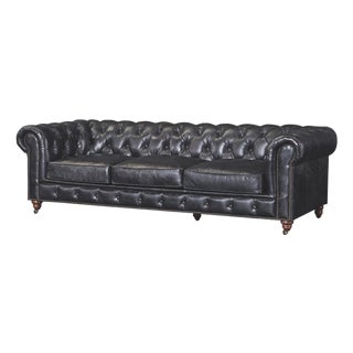 Century Chesterfield Sofa - Slate Leather For Sale