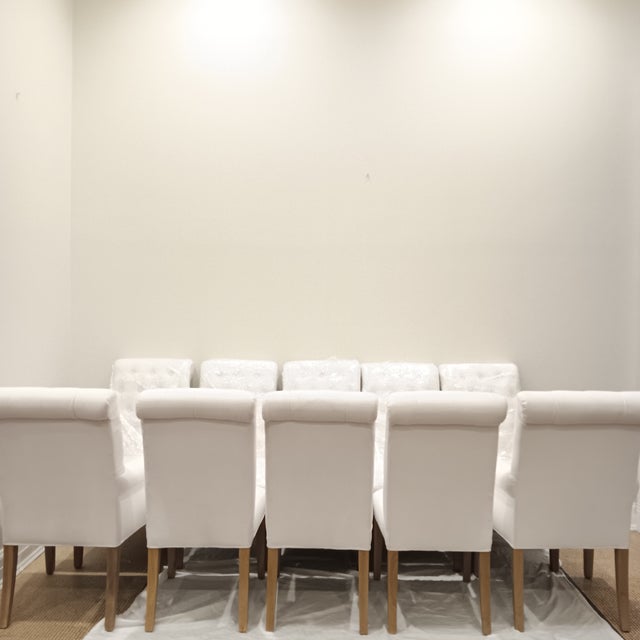 High Quality Velvet Upholstered High Back and Rolled Top Dining Chairs - Set of 10 For Sale - Image 9 of 18