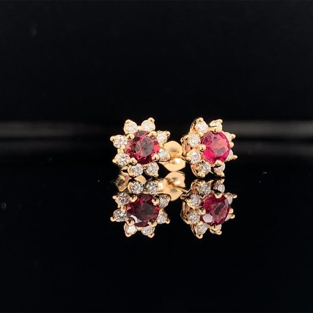 Diamond Sapphire Earrings 14 Karat Yellow Gold 0.66 TCW Certified For Sale - Image 9 of 14