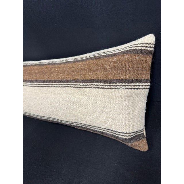 Turkish Hemp Pillow Cushion Natural Beige Brown Cushion Cover 14"x40" For Sale - Image 4 of 4
