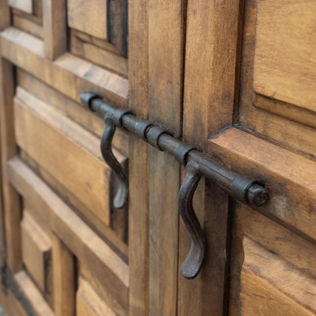 Vintage Spanish Brutalist Sideboard with Carved Panels, 1950 For Sale - Image 9 of 11