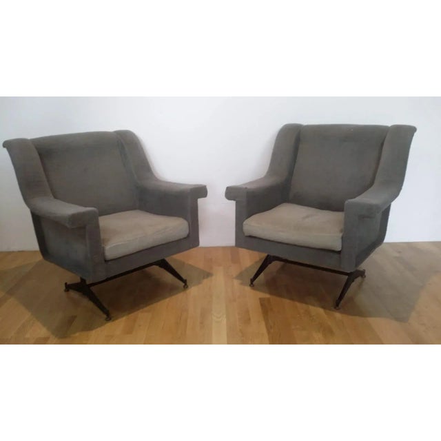 Textile Set of Mid-Century Armchairs For Sale - Image 7 of 8