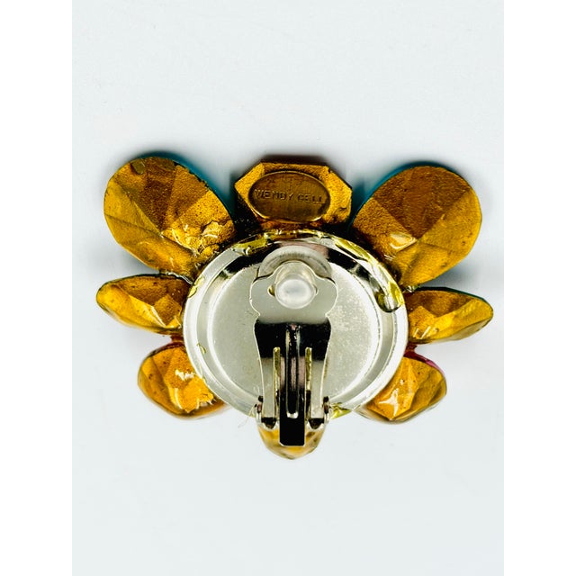 1980s Wendy Gell 80s One of a Kind Runway Crystal Gem Earrings For Sale - Image 5 of 11