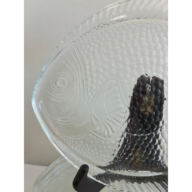 Indiana Glass Company Mid 20th Century Mid-Century Modern Clear Pressed Glass Fish Plates – Set of 12 For Sale - Image 4 of 9