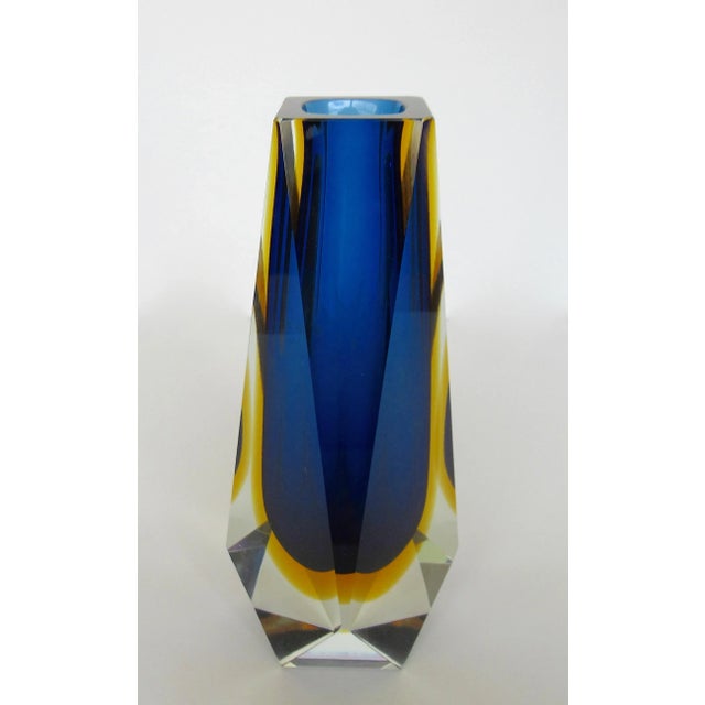 Vintage: C.1970's Italian, hand-blown Murano, a faceted and polished, vessel and/or vase by Alesandro Mandruzzato. A...