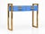 Contemporary Italian Console Table in Blue Murano Glass and Brass from Justfurnituress SRL For Sale - Image 3 of 10
