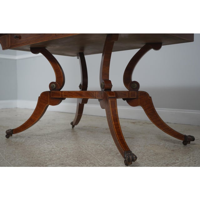 1990s Rosewood Vintage Bench Made Regency Style Dropleaf Library Table For Sale - Image 10 of 18