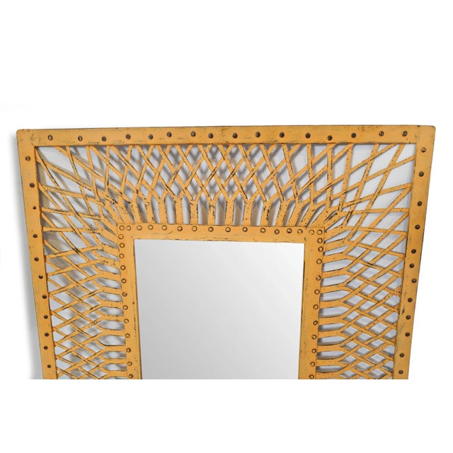 Industrial Vintage Peach Boho Industrial Iron Work Mirror For Sale - Image 3 of 5