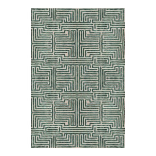 Knossos Hand-Tufted Maze Rug, Boxwood Green, 8x10 For Sale