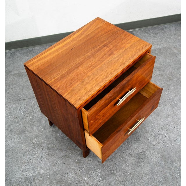 Brown 1960s End Side Table Solid Walnut Ace Hi 2 Drawer, Attributed For Sale - Image 8 of 11