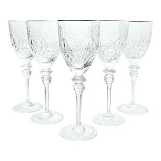 1990s Rogaska “Gallia (Gold)” Set of 5 Crystal Gold Rim Water Glasses For Sale