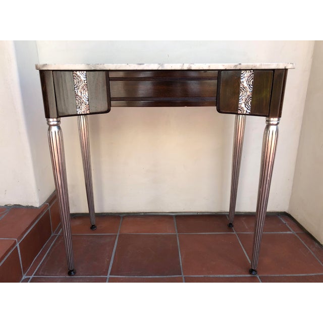 Art Deco Silver Leaf And Dark Wood Vanity Table Chairish