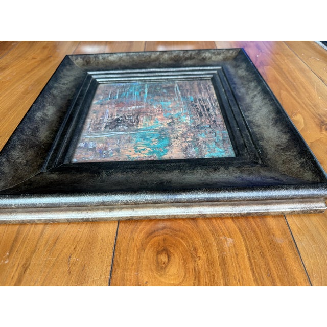 Wood Contemporary Copper Sheeting With Pastel and Acrylic Abstract, Framed For Sale - Image 7 of 7