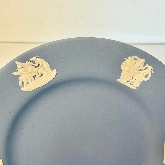 Vintage English Wedgwood Jasperware Cream Intaglios on Pale Blue Appetizer or Dessert Plates - Set of 8 For Sale - Image 12 of 13
