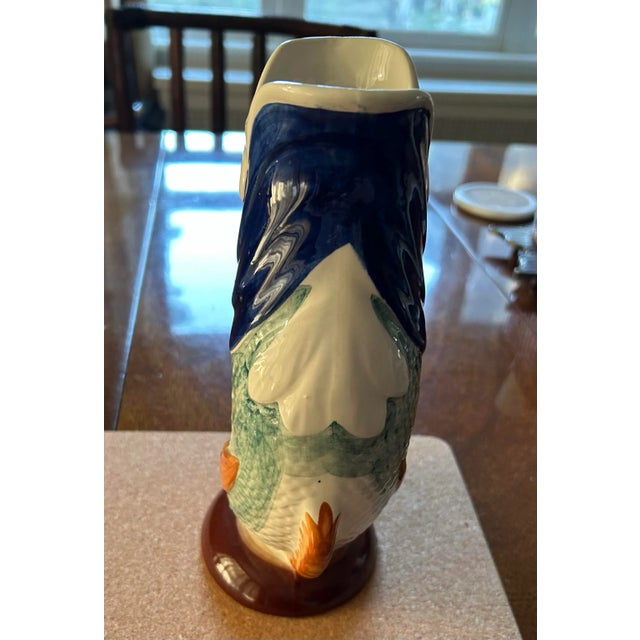 Coastal Vintage Sigma Ceramic Multi-Color Gluggle Jug Made in Portugal For Sale - Image 3 of 4