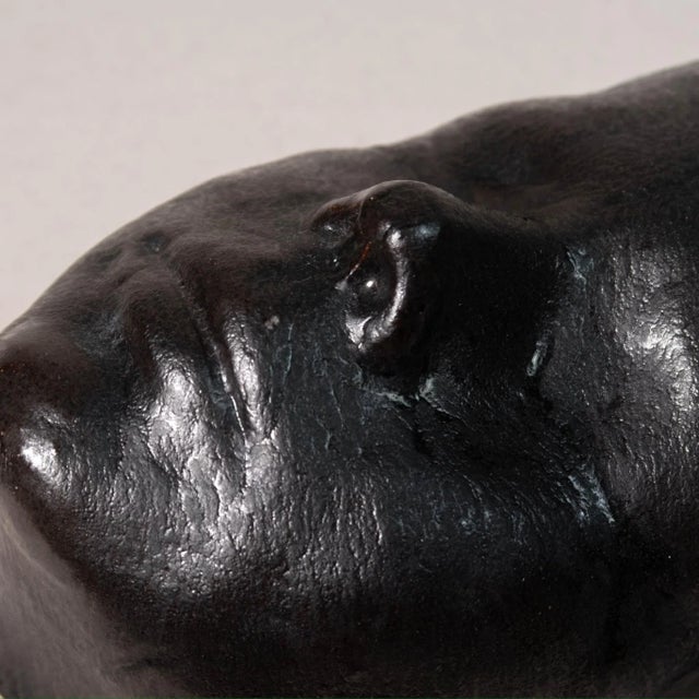 Studio Pottery Black Ceramic Detailed Face Sculpture For Sale - Image 11 of 12