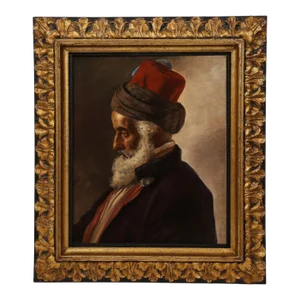 19th Century Austrian School Portrait Painting of a Turkish Sultan, Framed