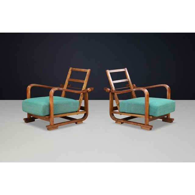 Art Deco Adjustable Lounge Chairs in Walnut, Prague, 1930s For Sale - Image 3 of 13