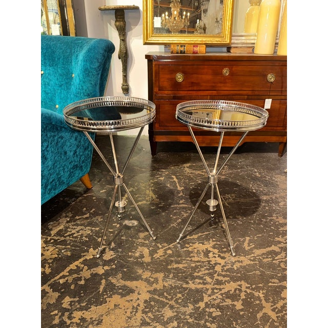 Modern Pair of Italian Jansen Style Chrome Drink Tables For Sale - Image 3 of 6