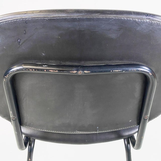 Modern Italian Chair in Metal and Black Leather with Arms, 1960s For Sale - Image 13 of 18