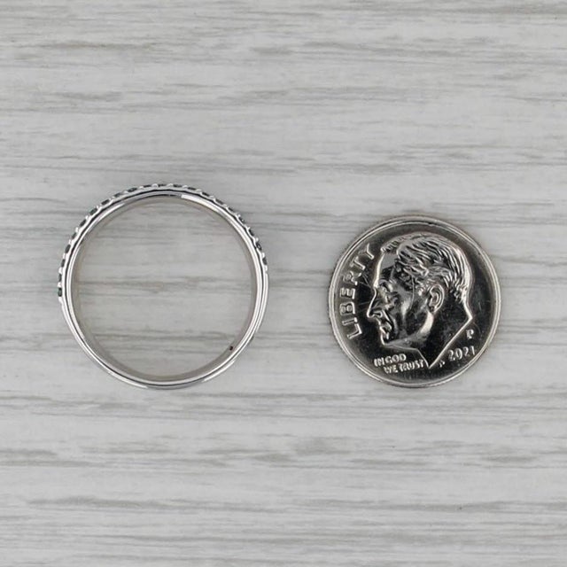 Blue 1ctw Pave Blue Diamond Concave Band 18k White Gold Size 7.25 Ring For Sale - Image 8 of 8