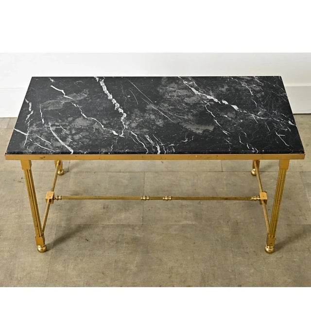 French Mid 20th Century French Midcentury Black Marble and Brass Coffee Table For Sale - Image 3 of 10